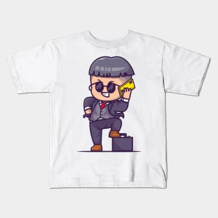 Cute Businessman Talking With Phone Cartoon Kids T-Shirt